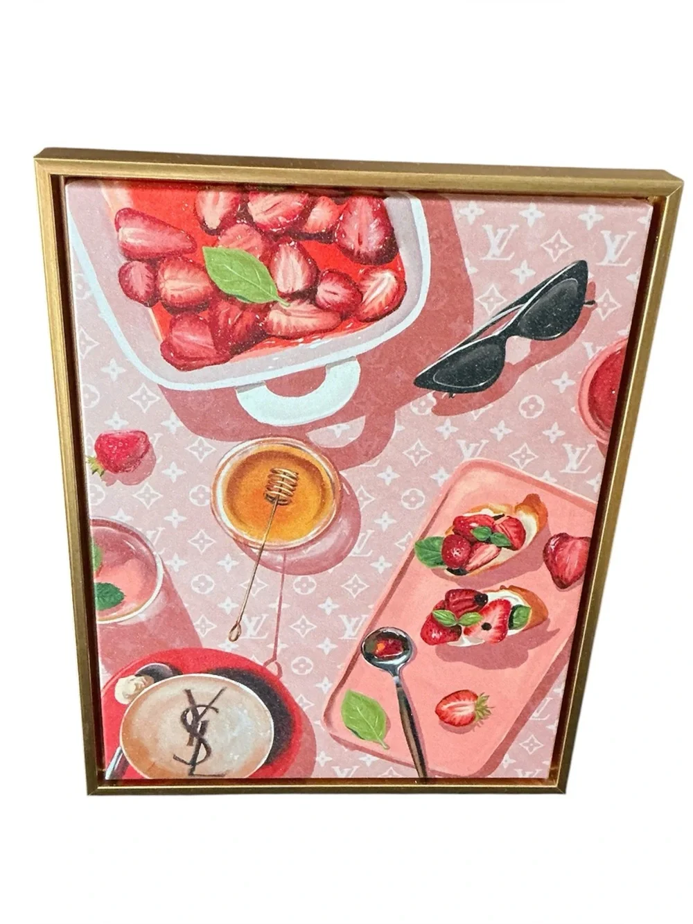 Pink Strawberry Coffee Stylish Wall Art